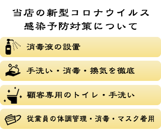 石慶では徹底したコロナ対策を行ってお客様をお迎えしています